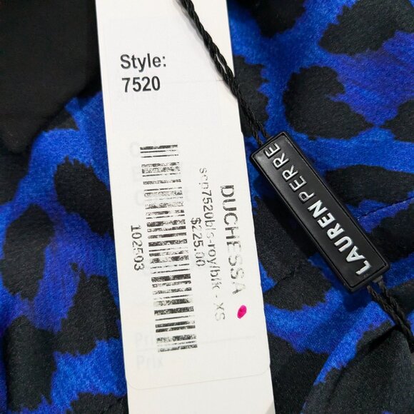 Scapa Lauren Perre Duchessa XS Royal Blue Black Animal Print Shirt NWT - Picture 13 of 16